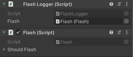 FlashLogger script component placed on top of Flash